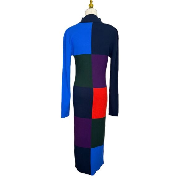 Tory Burch Sport Women’s Small Midi Dress Ribbed Colorblock Knit Multicolor - Picture 8 of 10
